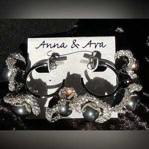 Anna & Ava Sparkling Floral Rhinestone Hoop Earrings